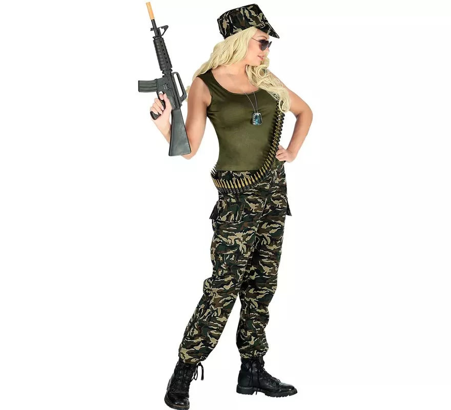 Translation missing: fr.Disfraz de Soldado camuflado verde para mujer