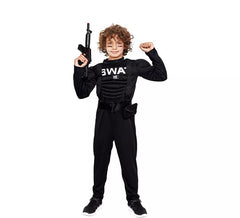 Déguisement soldat SWAT musclé noir garçon