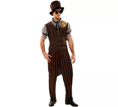Déguisement de Steampunk à rayures pour homme