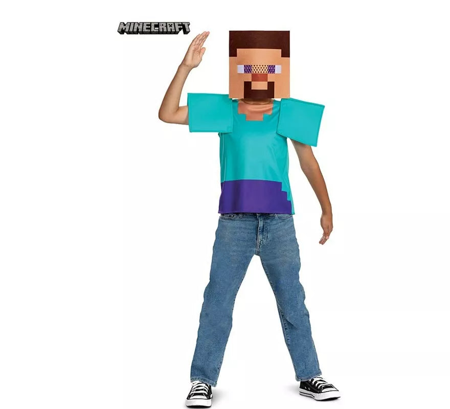 Translation missing: fr.Disfraz de Steve Minecraft con máscara para niño