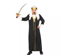 Déguisement de sultan noir avec coiffe pour enfants et adolescents