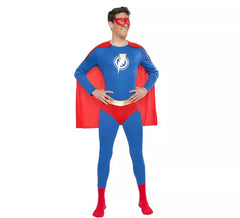 Déguisement de super héros bleu et rouge pour homme