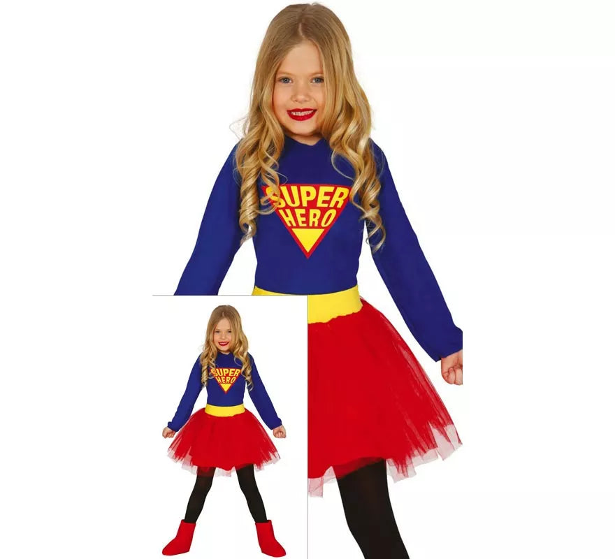 Translation missing: fr.Disfraz de Súper Heroína Azul y Rojo con tutú para niña
