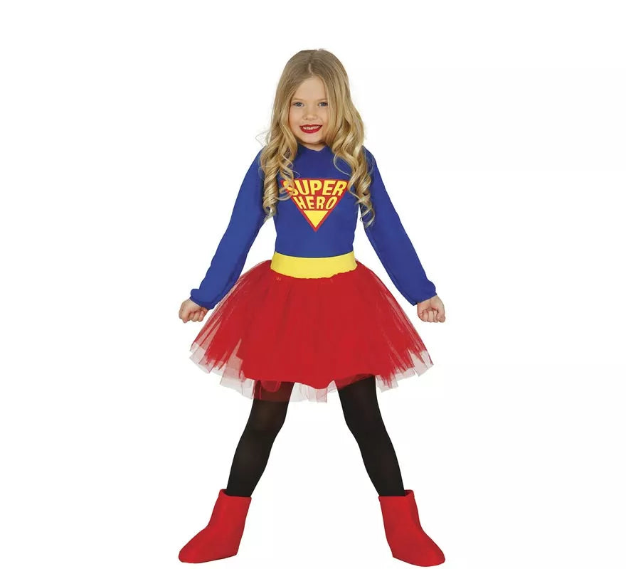 Translation missing: fr.Disfraz de Súper Heroína Azul y Rojo con tutú para niña