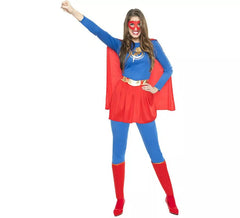 Déguisement Super Heroine bleu et rouge pour femme