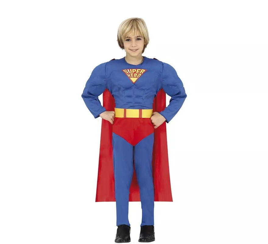 Translation missing: fr.Disfraz de Superhéroe azul y rojo musculoso para niño