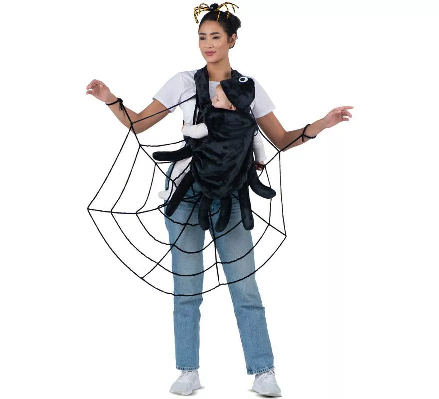 Translation missing: fr.Disfraz de Telaraña y Araña con cubremochila para adulto y bebé
