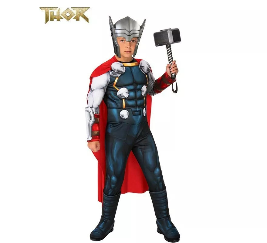 Translation missing: fr.Disfraz de Thor musculoso con capa deluxe para niño
