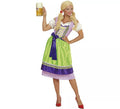 Disfraz de Tirolesa Dirndl verde y azul con delantal para mujer