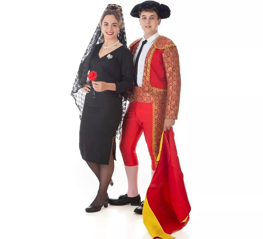 Translation missing: fr.Disfraz de Torero clásico rojo y dorado para hombre