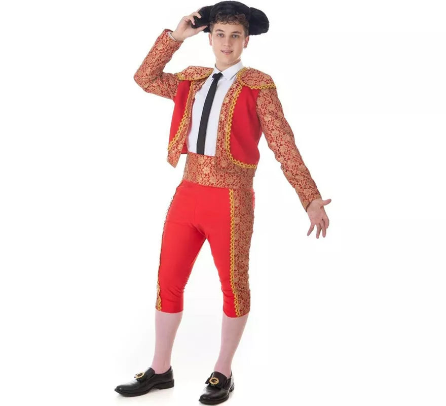 Translation missing: fr.Disfraz de Torero clásico rojo y dorado para hombre