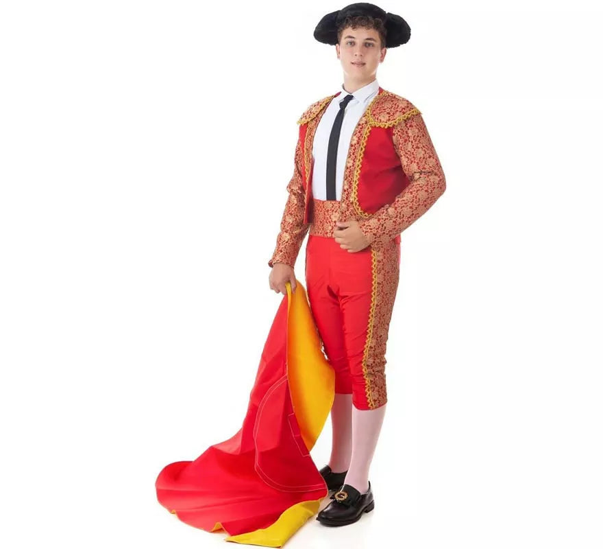 Translation missing: fr.Disfraz de Torero clásico rojo y dorado para hombre
