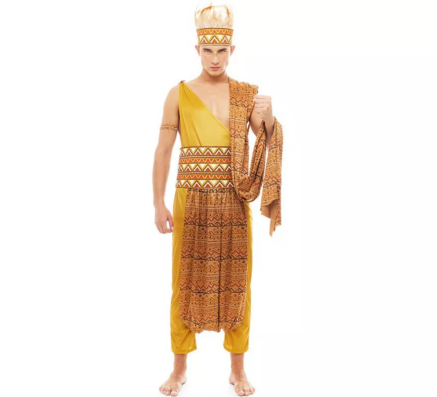Translation missing: fr.Disfraz de Tribal Africano amarillo y marrón para hombre