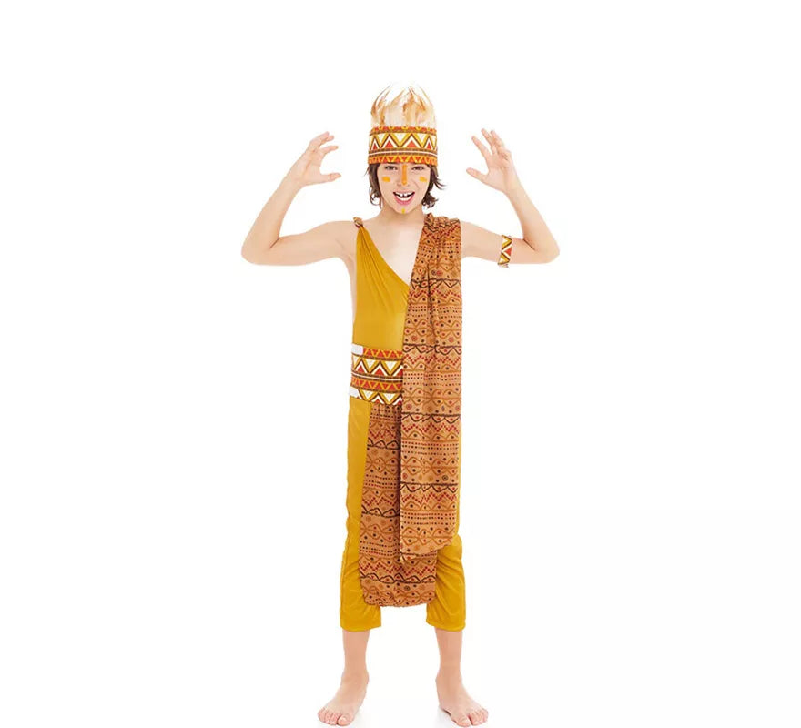 Translation missing: fr.Disfraz de Tribal Africano amarillo y marrón para niño