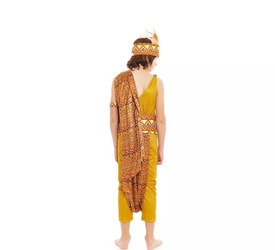 Disfraz de Tribal Africano amarillo y marrón para niño