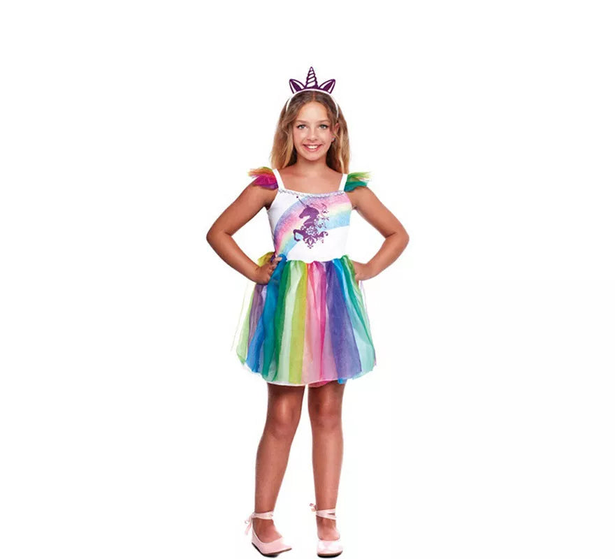 Translation missing: fr.Disfraz de Unicornio Arcoíris Cálido para niña