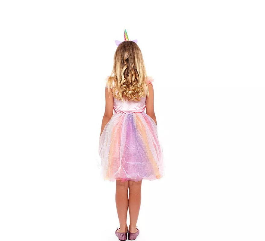 Translation missing: fr.Disfraz de Unicornio Arcoíris Rosa para niña