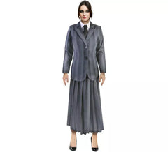 Costume d'uniforme scolaire gothique rayé pour femme