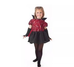Déguisement de vampire squelette élégant avec cape pour fille