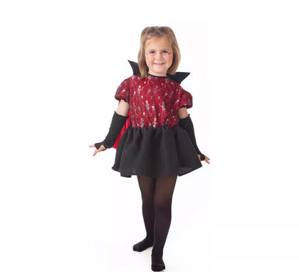 Disfraz de Vampira Esqueletos elegante con capa para niña