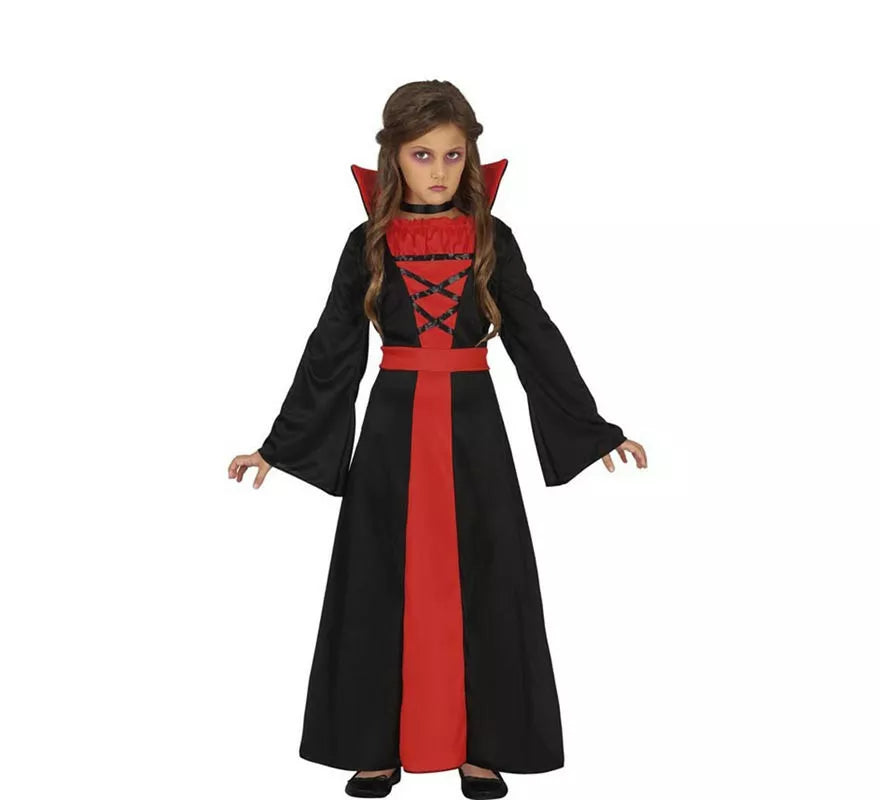 Translation missing: fr.Disfraz de Vampiresa Elegante rojo y negro para niña