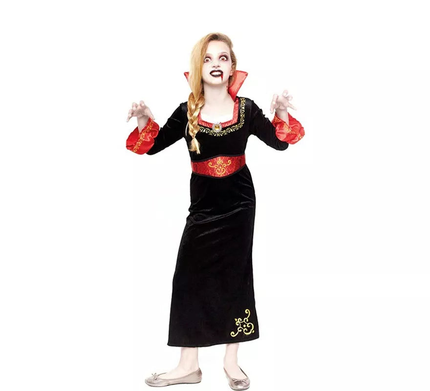 Disfraz de Vampiresa roja y negra para niña