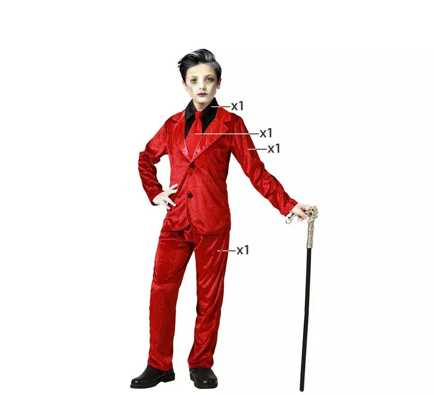 Translation missing: fr.Disfraz de Vampiro Elegante Rojo para niño