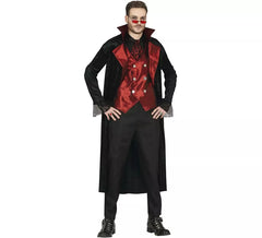Déguisement vampire maléfique avec gilet rouge homme
