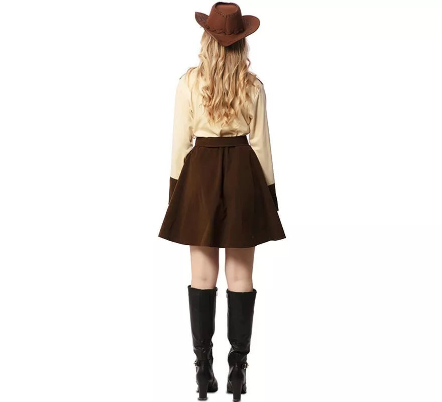Translation missing: fr.Disfraz de Vaquera beige y marrón con cinturón para mujer