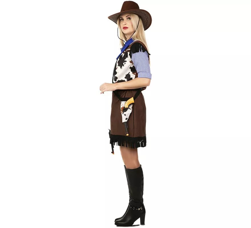 Disfraz de Vaquera con estampado vaca para mujer