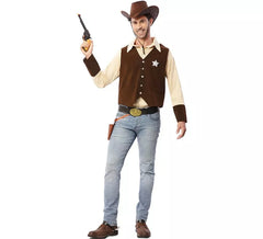 Déguisement cowboy shérif marron homme