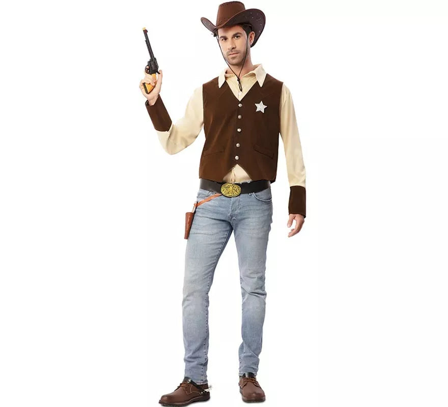 Translation missing: fr.Disfraz de Vaquero Sheriff marrón para hombre
