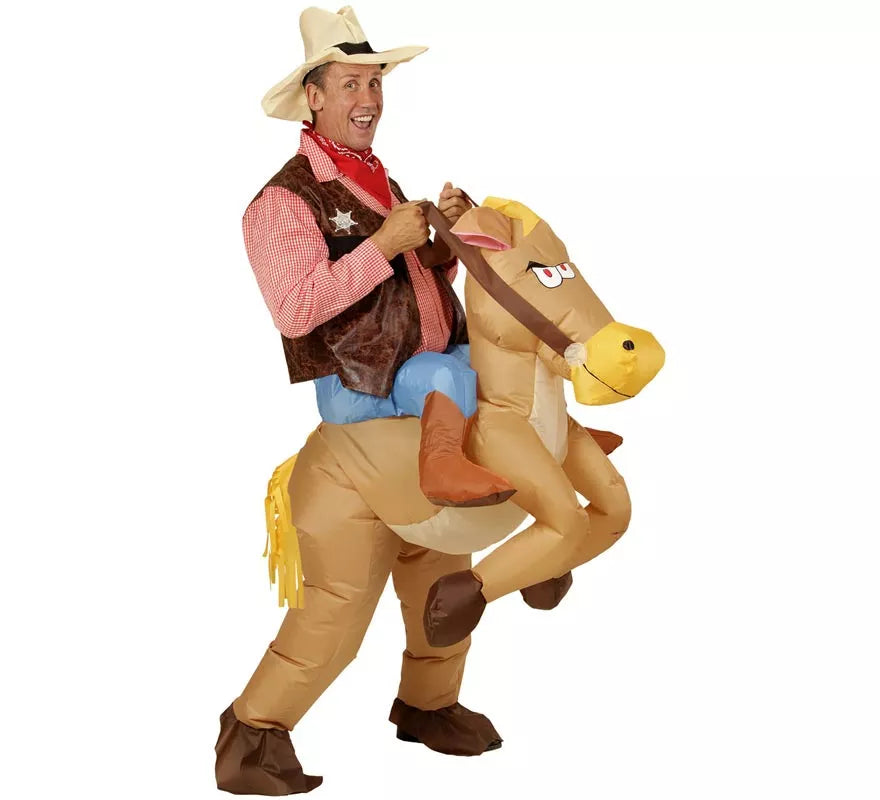Translation missing: fr.Disfraz de Vaquero sobre Caballo Hinchable para adulto