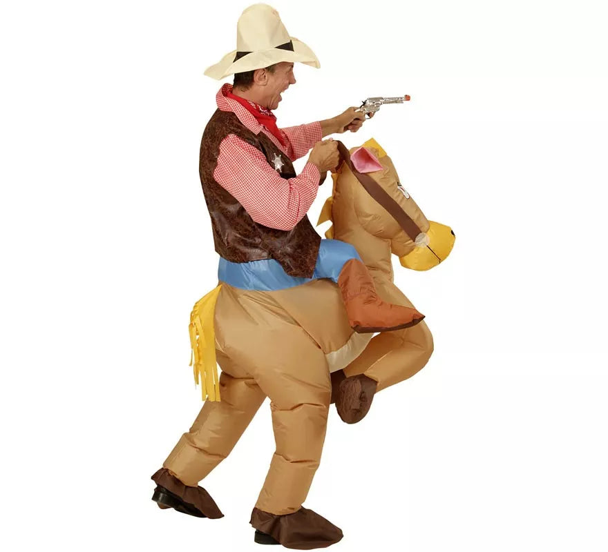Translation missing: fr.Disfraz de Vaquero sobre Caballo Hinchable para adulto
