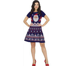 Déguisement robe de Noël au crochet bleu femme