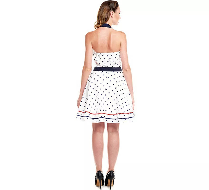 Translation missing: fr.Disfraz de Vestido Blanco con Lunares Años 50 para mujer