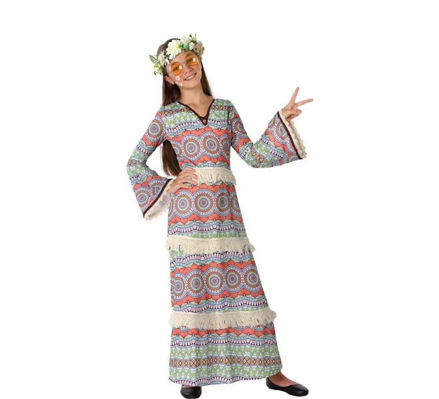 Translation missing: fr.Disfraz de Vestido Hippie con Estampado para niña