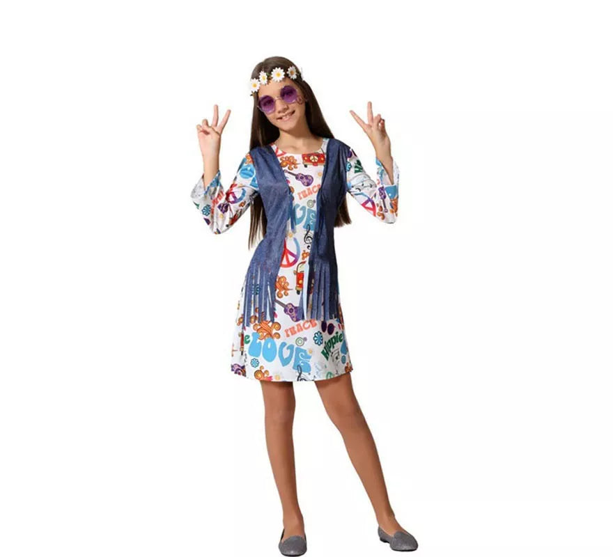 Translation missing: fr.Disfraz de Vestido Hippie con Estampado para niña