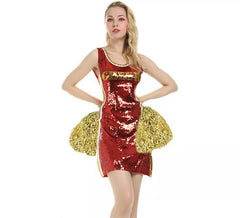 Déguisement robe à sequins de pom-pom girl pour femme