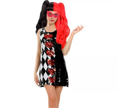 Déguisement robe arlequin à sequins femme