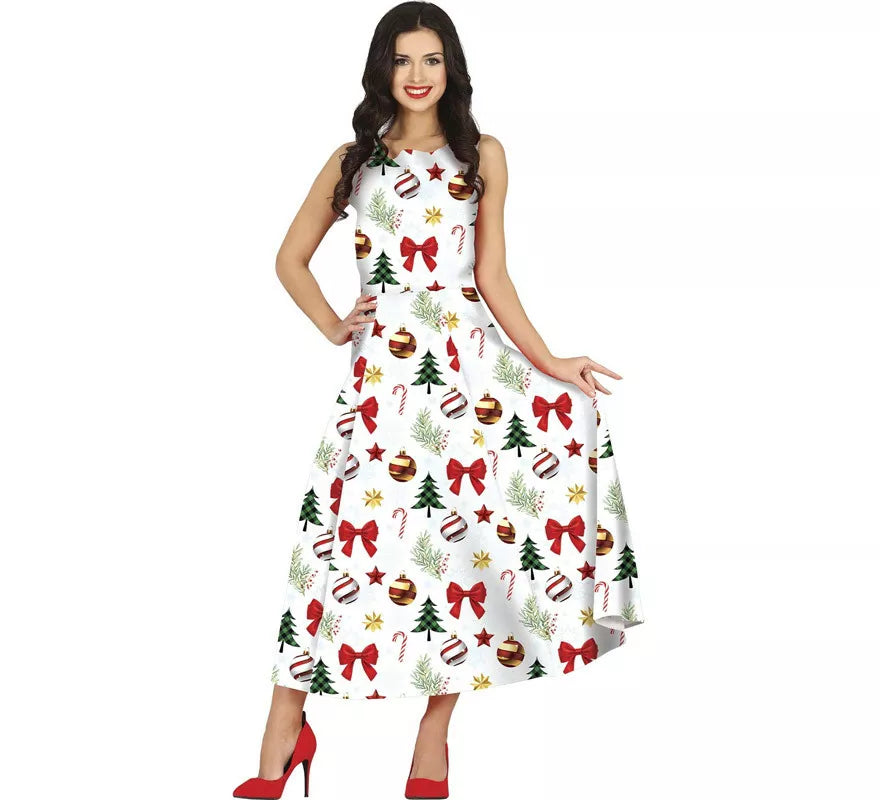 Translation missing: fr.Disfraz de Vestido Navidades Blanco Largo para mujer