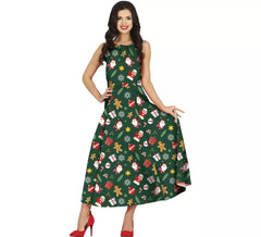 Déguisement longue robe de Noël verte femme
