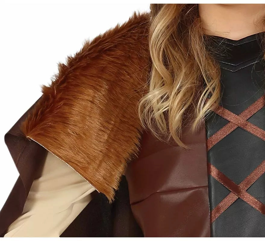 Disfraz de Vikinga marrón para niña