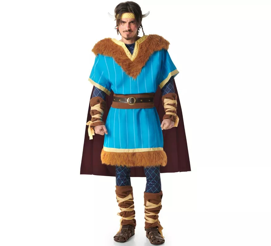 Translation missing: es.Disfraz de Vikingo azul con Capa para hombre