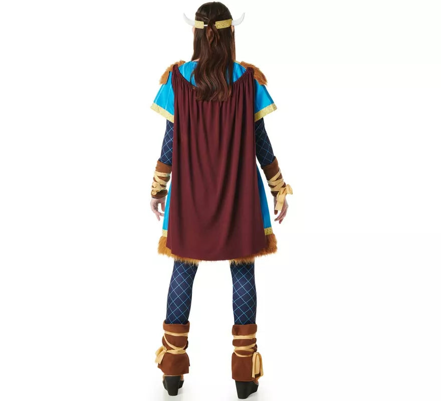 Translation missing: fr.Disfraz de Vikingo azul con Capa para mujer