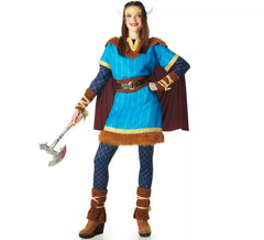 Costume de Viking bleu avec cape pour femme