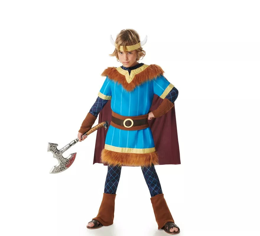 Translation missing: fr.Disfraz de Vikingo azul con Capa para niños