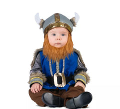 Déguisement Viking bleu avec chapeau pour bébé et enfant