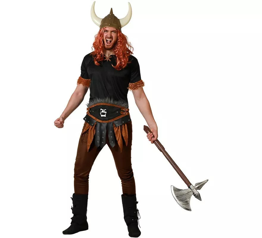 Translation missing: fr.Disfraz de Vikingo marrón oscuro con cinturón para hombre