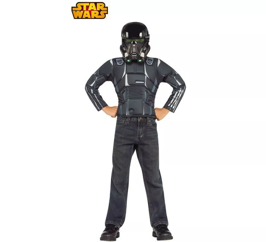 Translation missing: fr.Disfraz Death Trooper Negro de Star Wars con máscara para niño en caja
